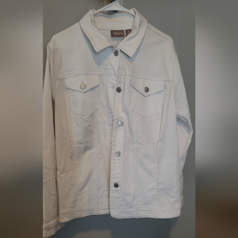 Chicos White Denim Jacket - Size 3
